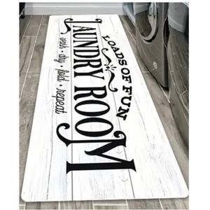 Farmhouse Black and White Laundry Room Rug - 23.5“ x 70.8“